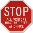 thumbnail image 1 of Vinyl Stickers - Stop All Visitors Must Register Sign - Safety and Warning Warehouse Signs Stickers - 10" x 7" - 6 Pack, 1 of 5