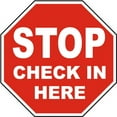 thumbnail image 1 of Vinyl Stickers - Stop Check in Here Sign - Safety and Warning Warehouse Signs Stickers - 10" x 7" - 3 Pack, 1 of 5