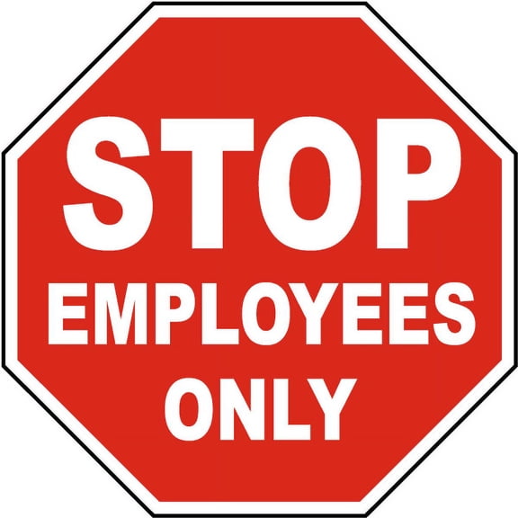 Vinyl Stickers - Stop Employees Only Sign - Safety and Warning Warehouse Signs Stickers - 10" x 7" - 3 Pack