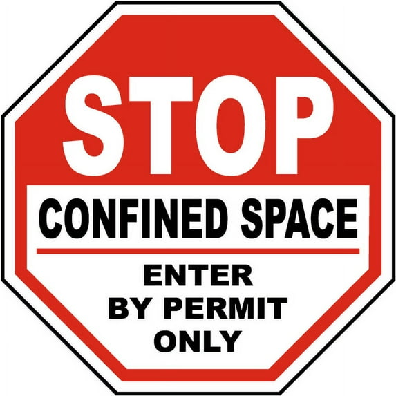 Vinyl Stickers - Stop Enter by Permit Only Sign - Safety and Warning Warehouse Signs Stickers - 10" x 7" - 3 Pack