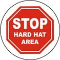 thumbnail image 1 of Vinyl Stickers - Stop Hard Hat Area Floor Sign - Safety and Warning Warehouse Signs Stickers - 3.5" x 5" - 10 Pack, 1 of 5