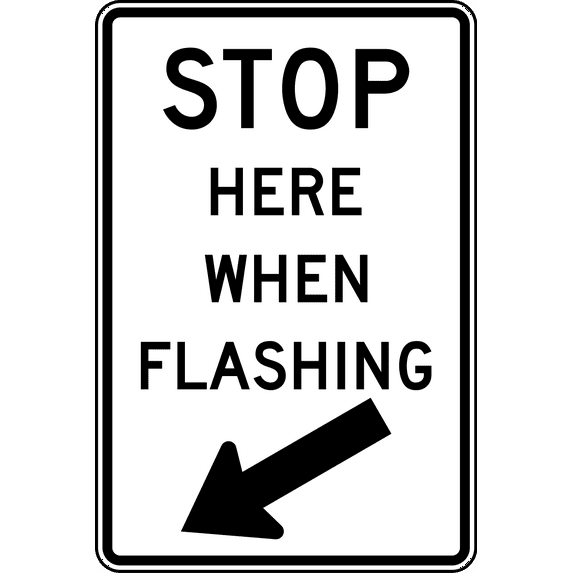 Vinyl Stickers - Stop Here When Flashing N9 - Safety and Warning Warehouse Signs Stickers - 18" x 24" - 6 Pack