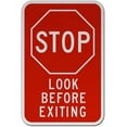 thumbnail image 1 of Vinyl Stickers - Stop Look Before Exiting Sign O1 - Safety and Warning Warehouse Signs Stickers - 18" x 24" - 3 Pack, 1 of 5