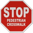 thumbnail image 1 of Vinyl Stickers - Stop Pedestrian Crosswalk Sign O3 - Safety and Warning Warehouse Signs Stickers - 13" x 9" - 3 Pack, 1 of 5