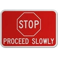 thumbnail image 1 of Vinyl Stickers - Stop Proceed Slowly Sign 2 - Safety and Warning Warehouse Signs Stickers - 10" x 7" - 6 Pack, 1 of 5