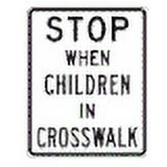 Vinyl Stickers - Stop When Children in Crosswalk (Arizona) - Safety and Warning Warehouse Signs Stickers - 10" x 7" - 6 Pack