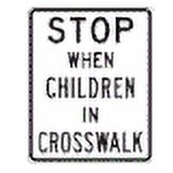 Vinyl Stickers - Stop When Children in Crosswalk (Arizona) - Safety and Warning Warehouse Signs Stickers - 24" x 30" - 6 Pack