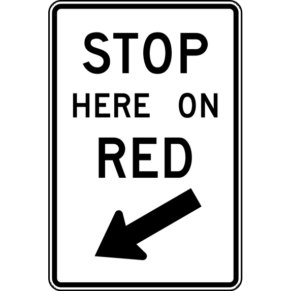 Vinyl Stickers - Stop here on red - Safety and Warning Warehouse Signs Stickers - 3.5" x 5" - 10 Pack
