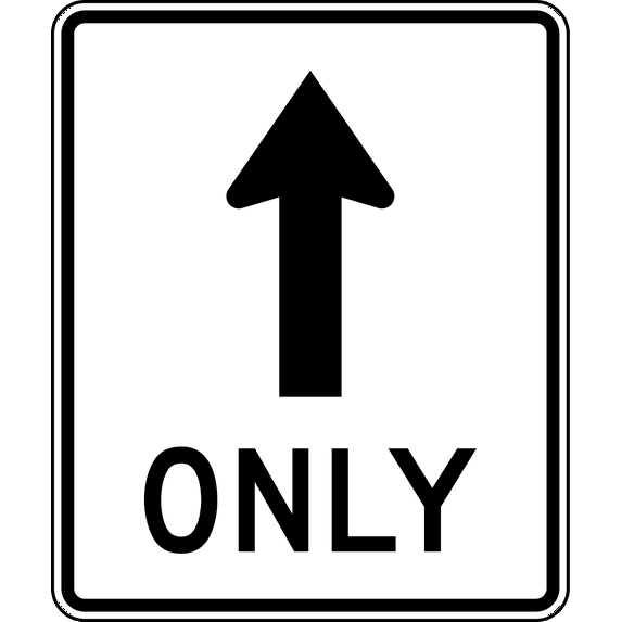 Vinyl Stickers - Straight Ahead only - Safety and Warning Warehouse Signs Stickers - 18" x 24" - 6 Pack