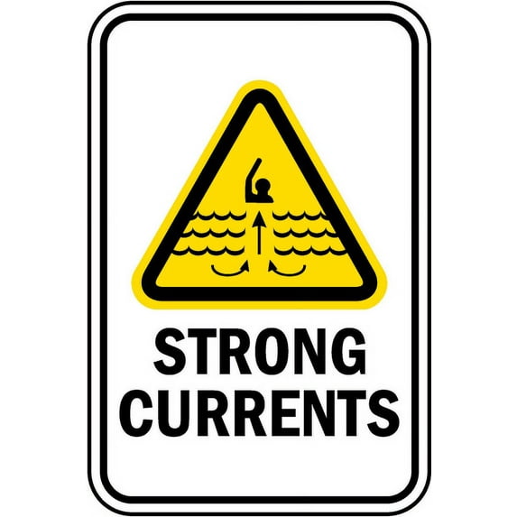 Vinyl Stickers - Strong Currents Sign - Safety and Warning Warehouse Signs Stickers - 10" x 7" - 6 Pack