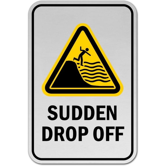 Vinyl Stickers - Sudden Drop Off Sign - Safety and Warning Warehouse ...