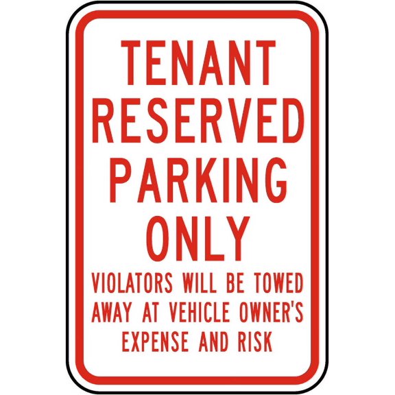 Vinyl Stickers - Tenant Reserved Parking Only Sign P2 - Safety and Warning Warehouse Signs Stickers - 13" x 9" - 6 Pack