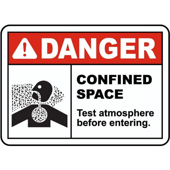 Vinyl Stickers - Test Atmosphere Before Entering Sign - Safety and Warning Warehouse Signs Stickers - 3.5" x 5" - 6 Pack