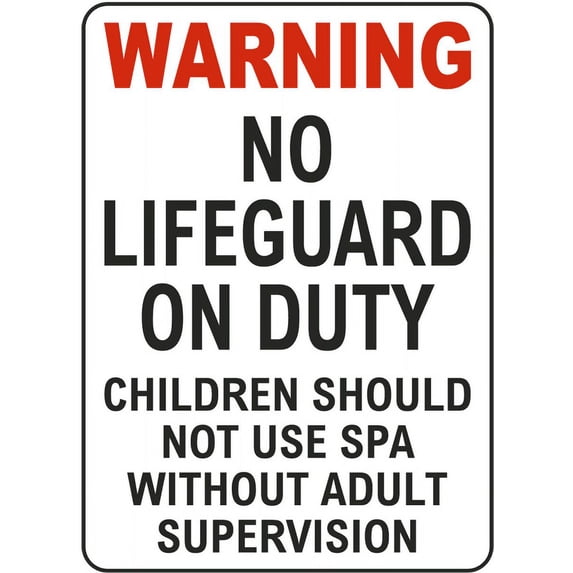 Vinyl Stickers - Texas No Lifeguard at Spa Sign - Safety and Warning Warehouse Signs Stickers - 13" x 9" - 3 Pack