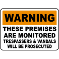 thumbnail image 1 of Vinyl Stickers - These Premises are Monitored Sign - Safety and Warning Warehouse Signs Stickers - 13" x 9" - 10 Pack, 1 of 5
