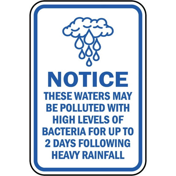 Vinyl Stickers - These Waters May Be Polluted Sign - Safety and Warning Warehouse Signs Stickers - 18" x 24" - 10 Pack