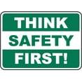 thumbnail image 1 of Vinyl Stickers - Think Safety First Sign P6 - Safety and Warning Warehouse Signs Stickers - 13" x 9" - 6 Pack, 1 of 5