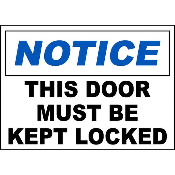 Vinyl Stickers - This Door Must Be Kept Locked Sign - Safety and Warning Warehouse Signs Stickers - 24" x 30" - 3 Pack