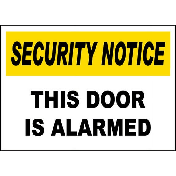 Vinyl Stickers - This Door is Alarmed Sign - Safety and Warning Warehouse Signs Stickers - 3.5" x 5" - 6 Pack