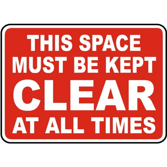 Vinyl Stickers - This Space Must Be Kept Clear Sign Q6 - Safety and Warning Warehouse Signs Stickers - 3.5" x 5" - 6 Pack