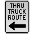 thumbnail image 1 of Vinyl Stickers - Thru Truck Route (Left Arrow) Sign - Safety and Warning Warehouse Signs Stickers - 10" x 7" - 6 Pack, 1 of 5