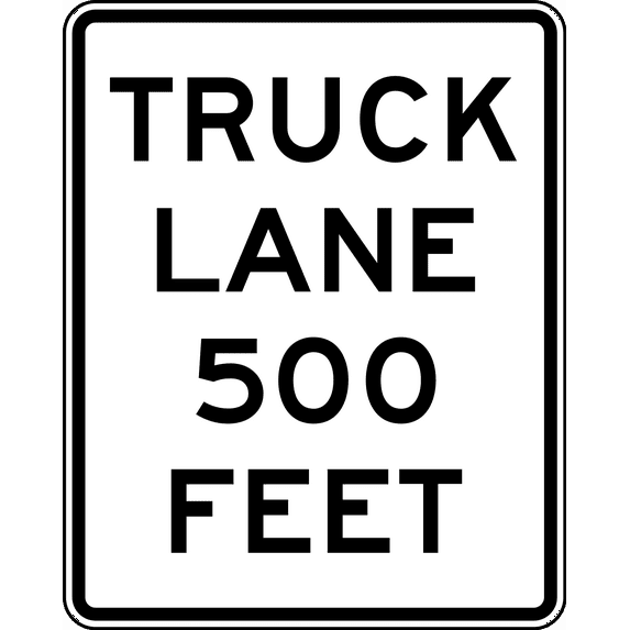 Vinyl Stickers - Truck Lane 500 Feet - Safety and Warning Warehouse Signs Stickers - 24" x 30" - 6 Pack