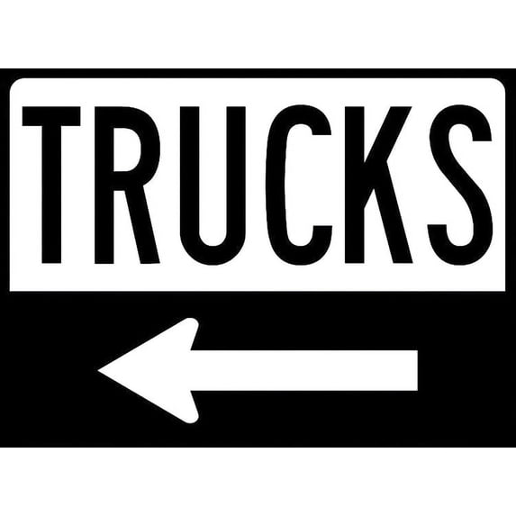 Vinyl Stickers - Trucks (Left Arrow) Sign - Safety and Warning Warehouse Signs Stickers - 10" x 7" - 10 Pack