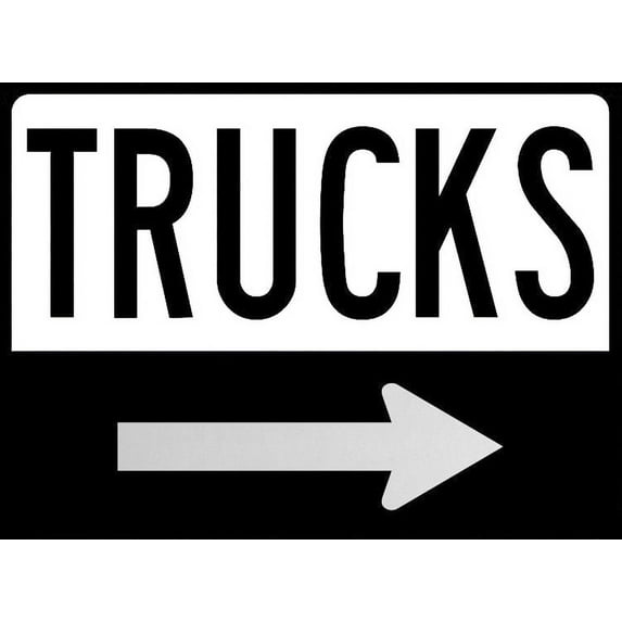 Vinyl Stickers - Trucks (Right Arrow) Sign - Safety and Warning Warehouse Signs Stickers - 24" x 30" - 10 Pack
