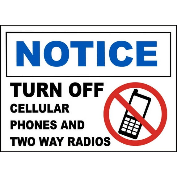 Vinyl Stickers - Turn Off Cellular Phones Sign - Safety and Warning Warehouse Signs Stickers - 24" x 30" - 3 Pack