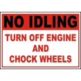 thumbnail image 1 of Vinyl Stickers - Turn Off Engine and Chock Wheels Sign - Safety and Warning Warehouse Signs Stickers - 13" x 9" - 3 Pack, 1 of 5