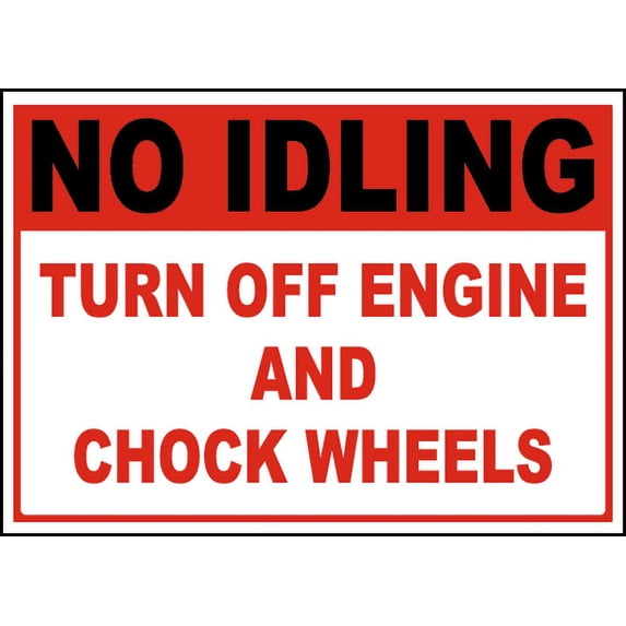 Vinyl Stickers - Turn Off Engine and Chock Wheels Sign - Safety and Warning Warehouse Signs Stickers - 13" x 9" - 3 Pack