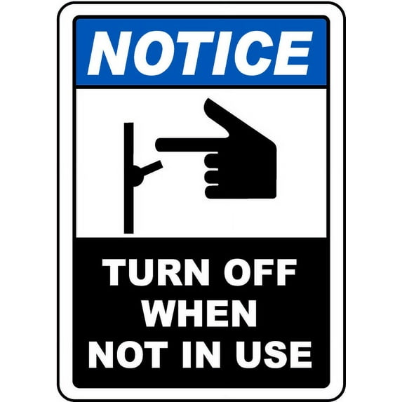 Vinyl Stickers - Turn Off When Not in Use Sign - Safety and Warning Warehouse Signs Stickers - 10" x 7" - 10 Pack
