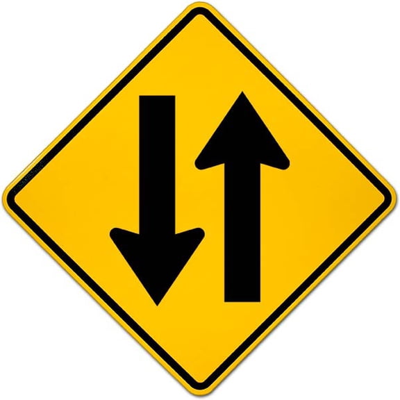 Vinyl Stickers - Two Way Street Sign - Safety and Warning Warehouse Signs Stickers - 3.5" x 5" - 3 Pack