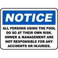thumbnail image 1 of Vinyl Stickers - Use Pool at Your Own Risk Sign - Safety and Warning Warehouse Signs Stickers - 10" x 7" - 3 Pack, 1 of 5