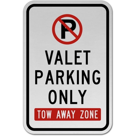 Vinyl Stickers - Valet Parking Only Tow Away Zone Sign U2 - Safety and Warning Warehouse Signs Stickers - 13" x 9" - 6 Pack