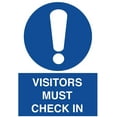 thumbnail image 1 of Vinyl Stickers - Visitors Must Check in Sign - Safety and Warning Warehouse Signs Stickers - 13" x 9" - 3 Pack, 1 of 5