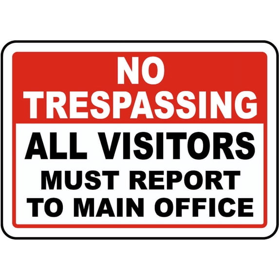 Vinyl Stickers - Visitors Must Report to Main Office Sign - Safety and Warning Warehouse Signs Stickers - 13" x 9" - 3 Pack