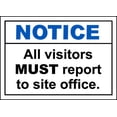 thumbnail image 1 of Vinyl Stickers - Visitors Must Report to Site Office Sign - Safety and Warning Warehouse Signs Stickers - 10" x 7" - 6 Pack, 1 of 5