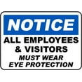 thumbnail image 1 of Vinyl Stickers - Visitors Must Wear Eye Protection Sign - Safety and Warning Warehouse Signs Stickers - 13" x 9" - 6 Pack, 1 of 5