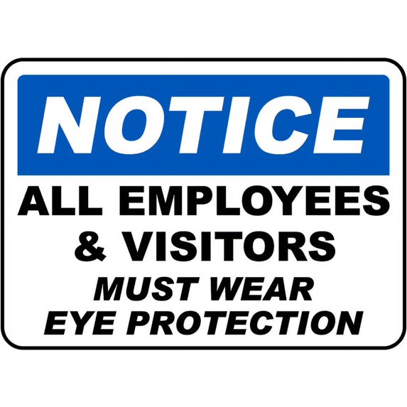 Vinyl Stickers - Visitors Must Wear Eye Protection Sign - Safety and Warning Warehouse Signs Stickers - 13" x 9" - 6 Pack