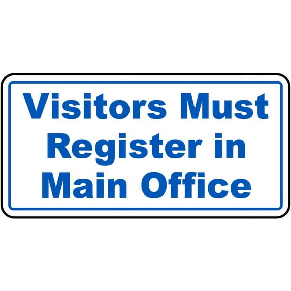 Vinyl Stickers - Visitors Register in Main Office Sign - Safety and Warning Warehouse Signs Stickers - 3.5" x 5" - 10 Pack