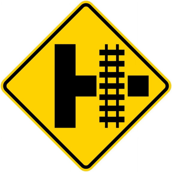 Vinyl Stickers - W10-3-Grade Crossing and Intersection Sign - Safety and Warning Warehouse Signs Stickers - 24" x 30" - 6 Pack