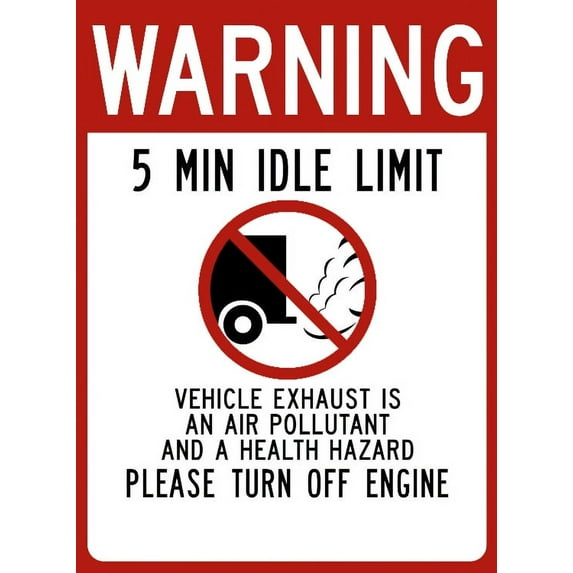 Vinyl Stickers - Warning 5 Min Idle Limit Sign - Safety and Warning Warehouse Signs Stickers - 18" x 24" - 3 Pack