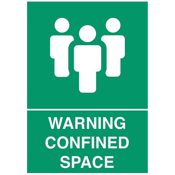 Vinyl Stickers - Warning Confined Space Green Sign - Safety and Warning Warehouse Signs Stickers - 13" x 9" - 3 Pack