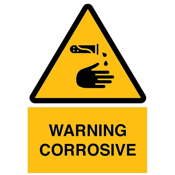 Vinyl Stickers - Warning Corrosive Sign - Safety and Warning Warehouse Signs Stickers - 18" x 24" - 3 Pack
