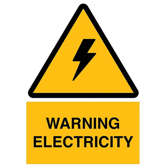 Vinyl Stickers - Warning Electricity Sign - Safety and Warning Warehouse Signs Stickers - 24" x 30" - 3 Pack