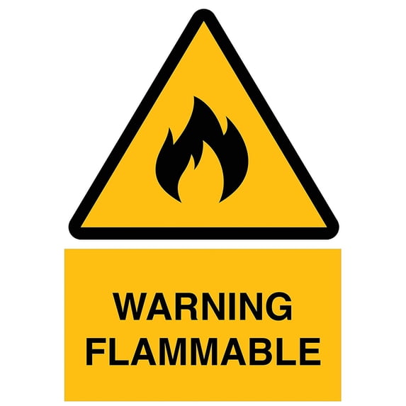 Vinyl Stickers - Warning Flammable Sign - Safety and Warning Warehouse Signs Stickers - 3.5" x 5" - 3 Pack