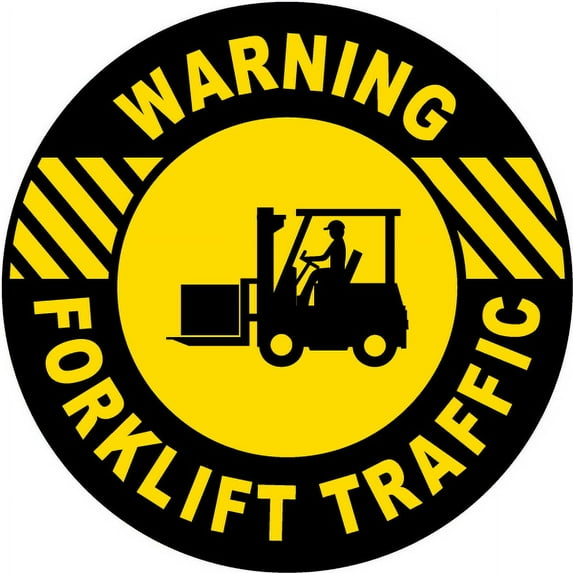 Vinyl Stickers - Warning Forklift Traffic Floor Sign 1 - Safety and Warning Warehouse Signs Stickers - 24" x 30" - 3 Pack