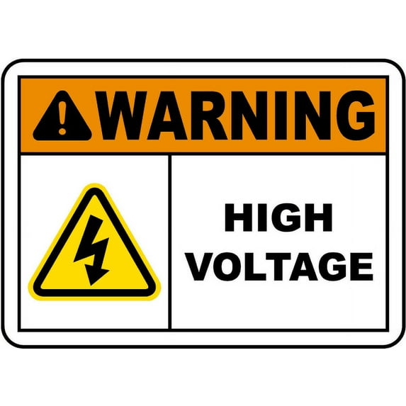 Vinyl Stickers - Warning High Voltage Sign W6-Safety and Warning Warehouse Signs Stickers - 10" x 7" - 6 Pack