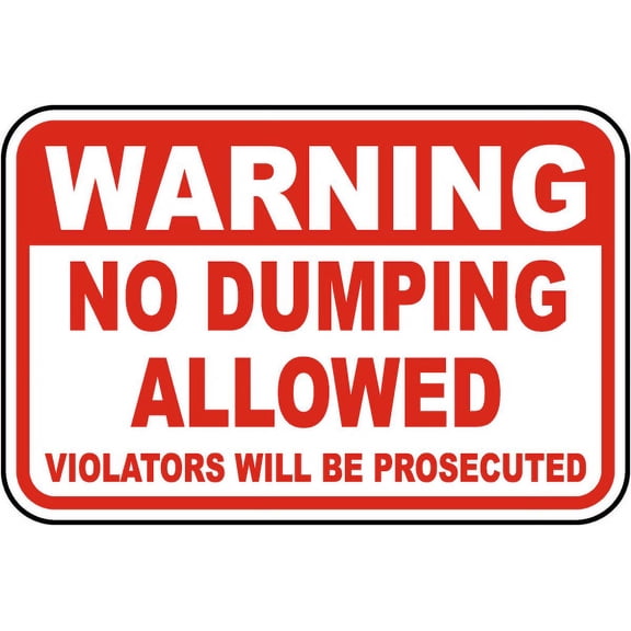 Vinyl Stickers - Warning No Dumping Allowed Sign - Safety and Warning Warehouse Signs Stickers - 10" x 7" - 3 Pack